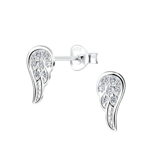 NEW The Northern Angels Sterling Silver Crystal Wing Ear Studs