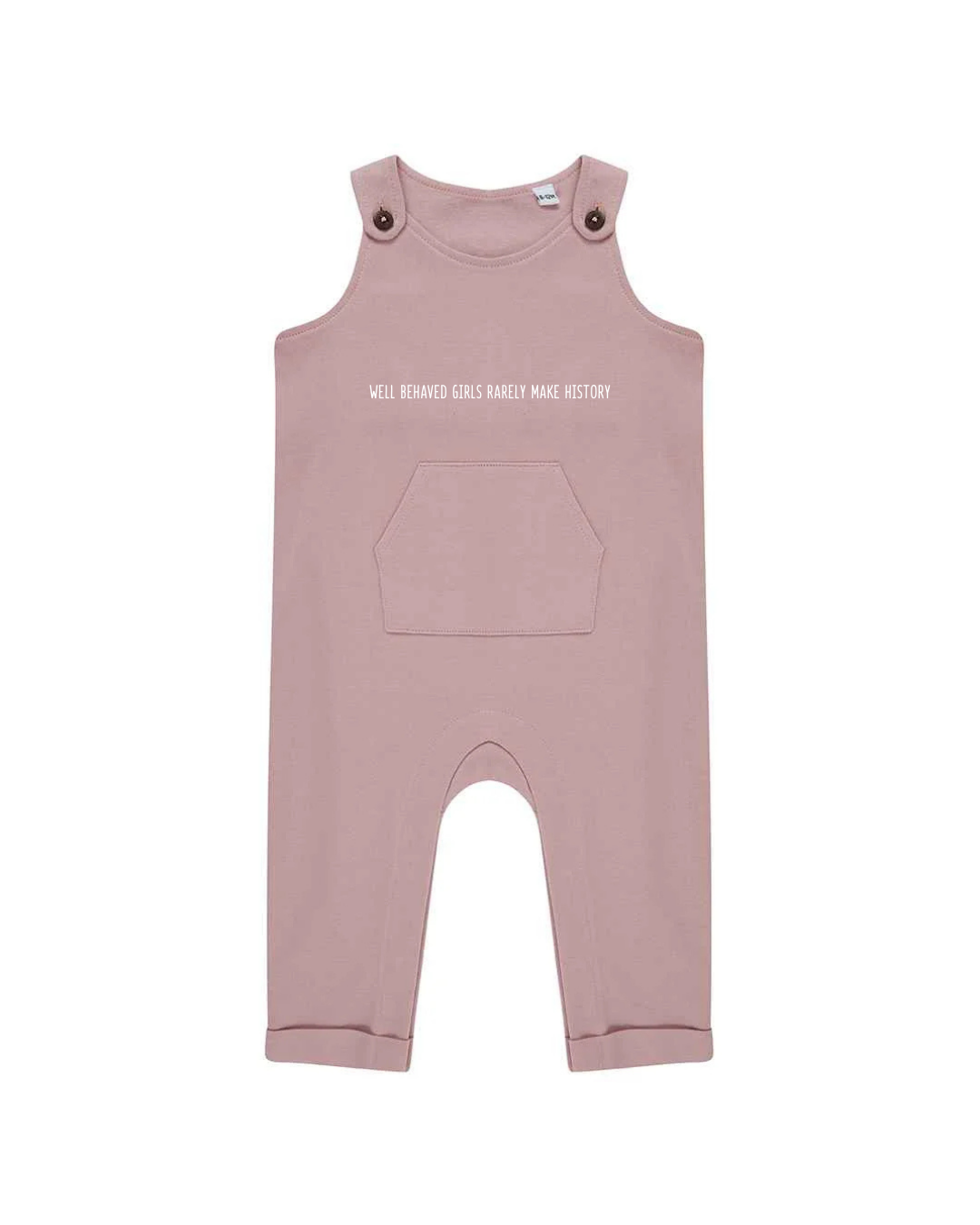 Northern Angels Kids Organic Soft Pink Slogan Dungarees