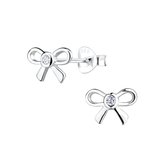 Sterling Silver Bow Ear Studs