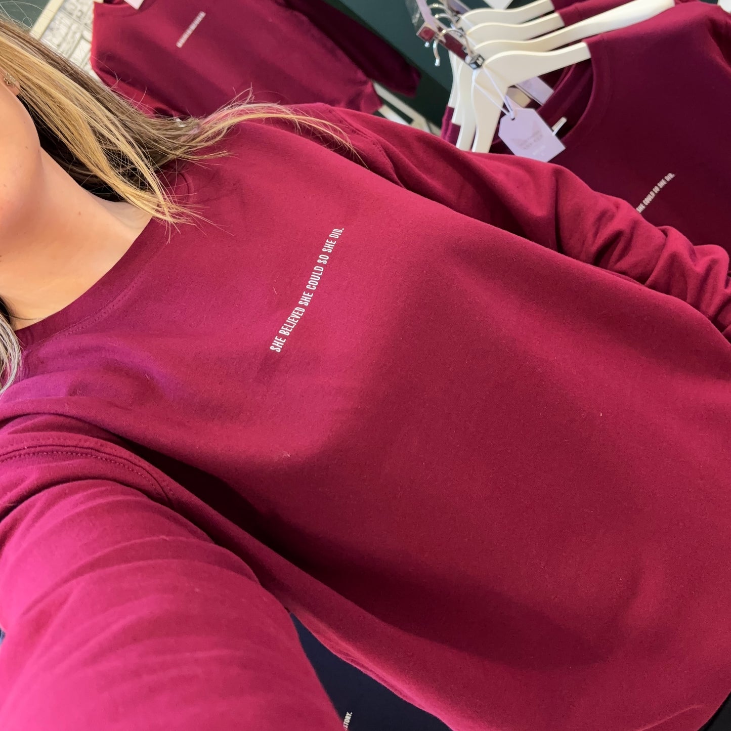 She Believed She Could Slogan Sweater