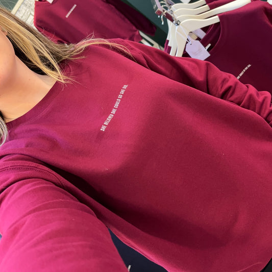 She Believed She Could Slogan Sweater