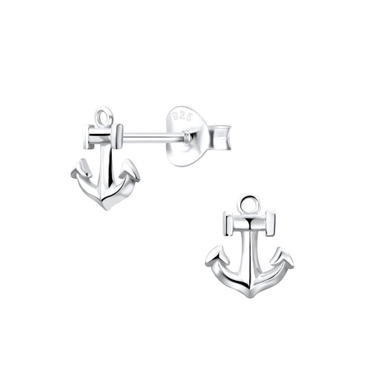 Northern Angels Sterling Silver Anchor Ear Studs