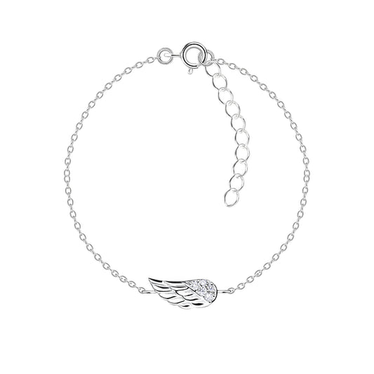 NEW The Northern Angels Sterling Silver Crystal Wing Bracelet