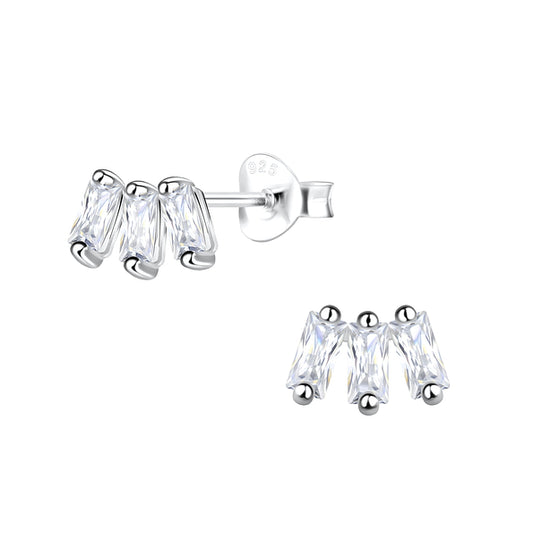 The Northern Angels Sterling Silver Triple Stones Ear Studs