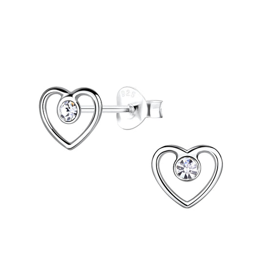 The Northern Angels Sterling Silver Heart Ear Studs