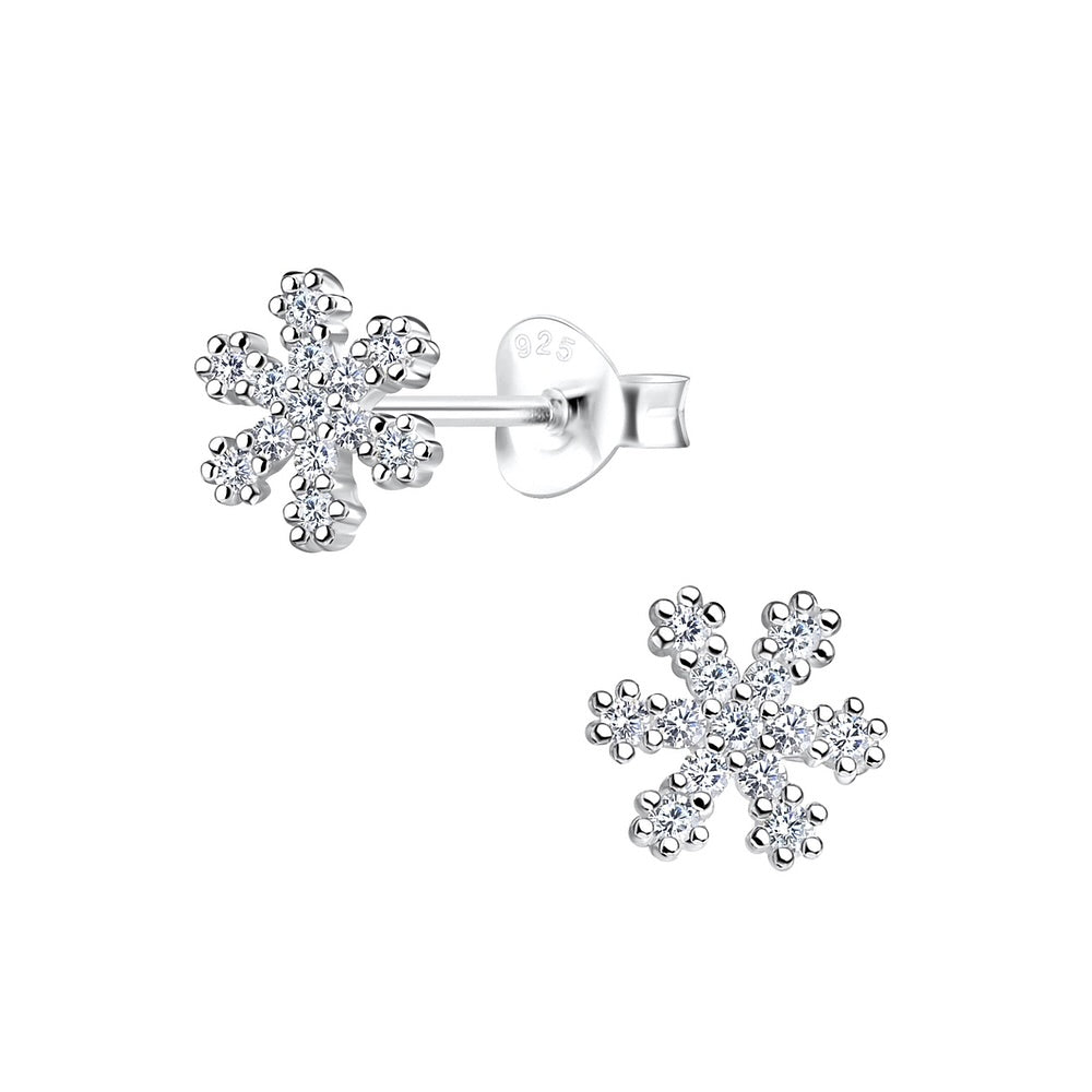 Northern Angels Sterling Silver Crystal Snowflake Ear Studs