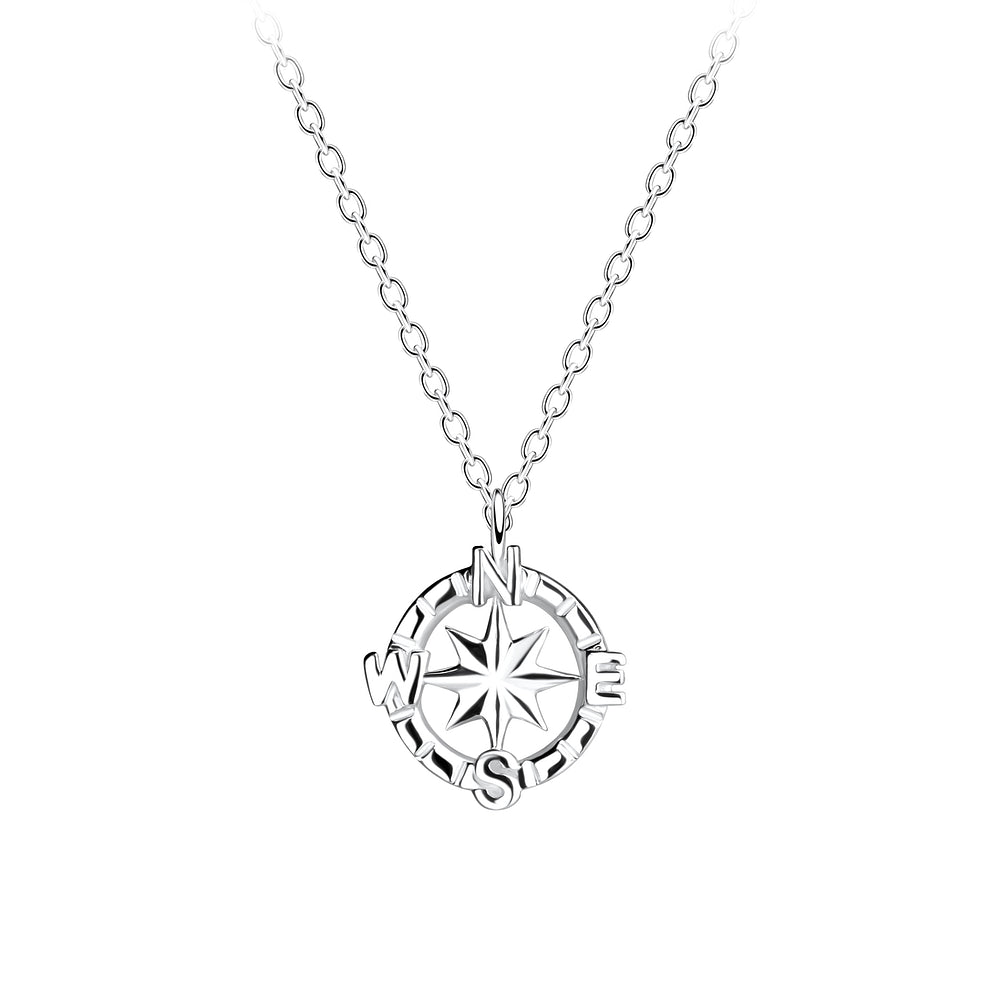 Northern Angels Sterling Silver Compass Necklace