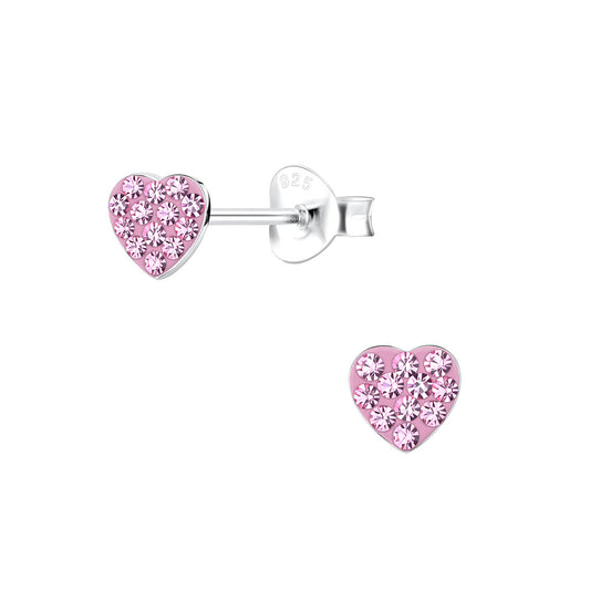 Northern Angels Sterling Silver Heart Ear Studs-Light Rose