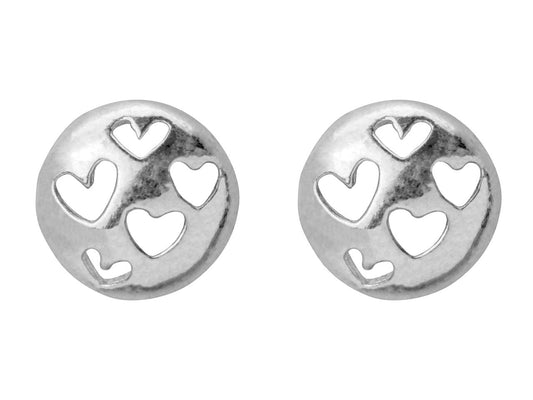 Northern Angels Sterling Silver Stud Earrings with Cut Out Heart Design