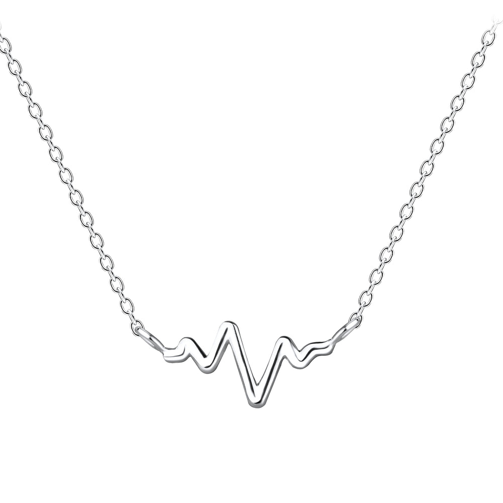 Northern Angels Sterling Silver Heartbeat Necklace & Ear Studs