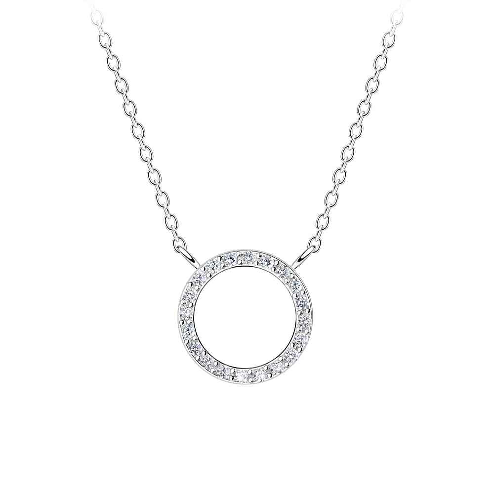 Northern angels Sterling Silver Circle Necklace-White